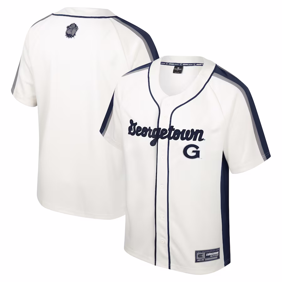 Georgetown Hoyas Colosseum Ruth Button-Up Baseball Jersey - Cream - Puhuasuan