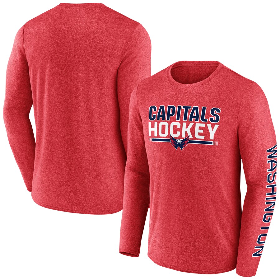 Men's Washington Capitals Fanatics Heather Red Sweep Iconic Synthetic Long Sleeve T-Shirt - Puhuasuan