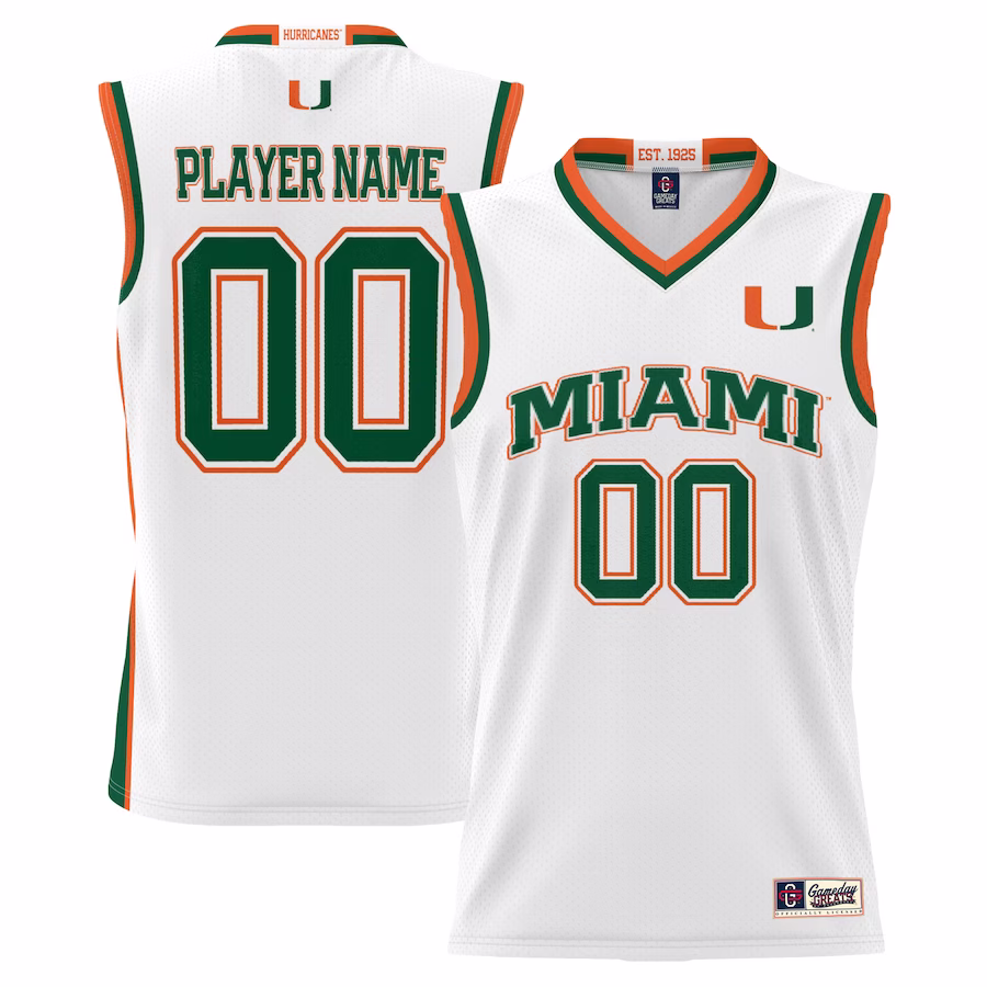 Miami Hurricanes GameDay Greats Youth Youth NIL Pick-A-Player Lightweight Basketball Jersey - White - Puhuasuan