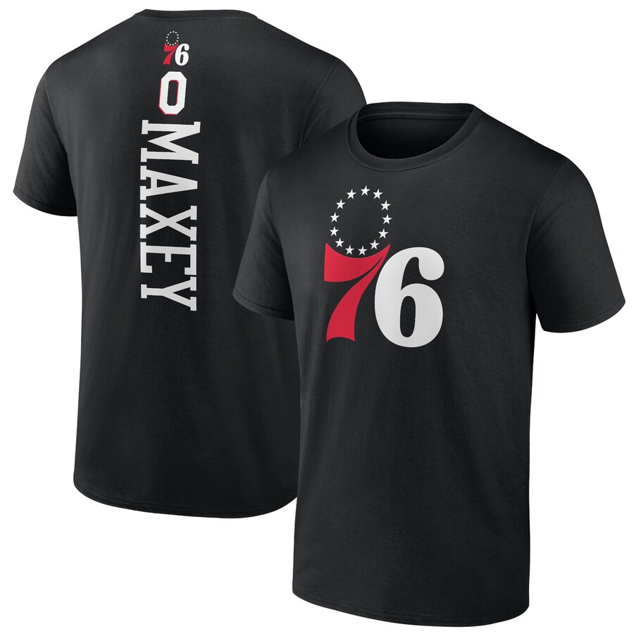 Men's Philadelphia 76ers Tyrese Maxey Black Playmaker T-Shirt - Puhuasuan