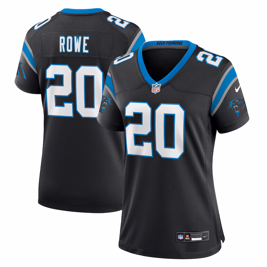 Women's Carolina Panthers Eric Rowe Nike Black Team Game Jersey - Puhuasuan