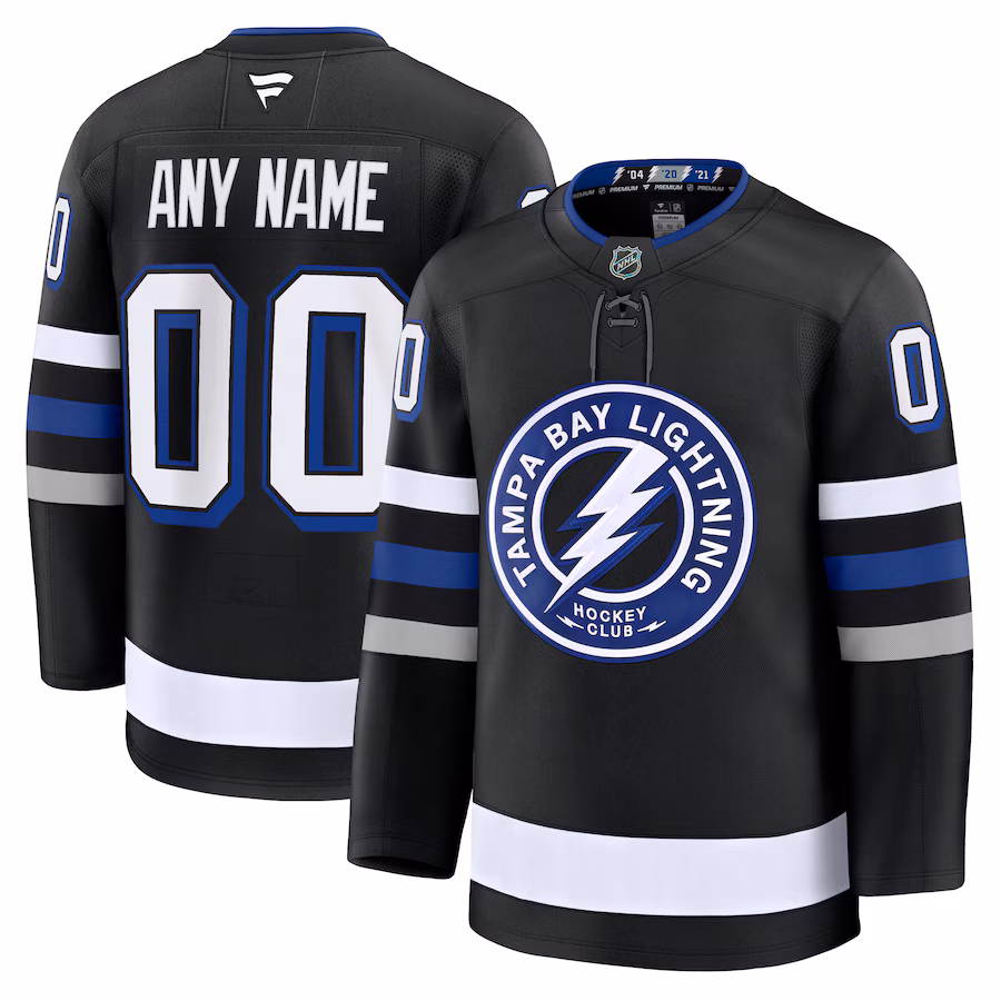 Men's Tampa Bay Lightning Fanatics Black Alternate Premium Custom Jersey - Puhuasuan