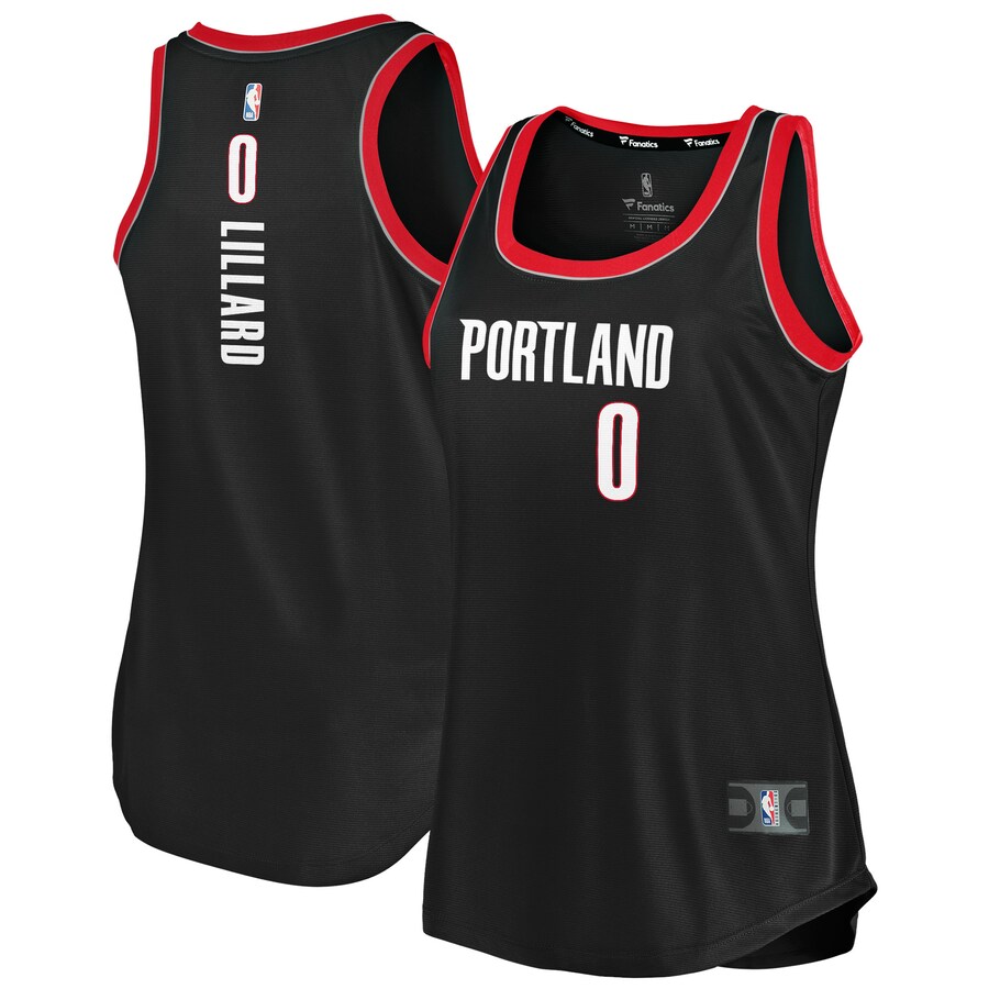 Women's Portland Trail Blazers Damian Lillard Fanatics Black Fast Break Tank Jersey - Icon Edition - Puhuasuan
