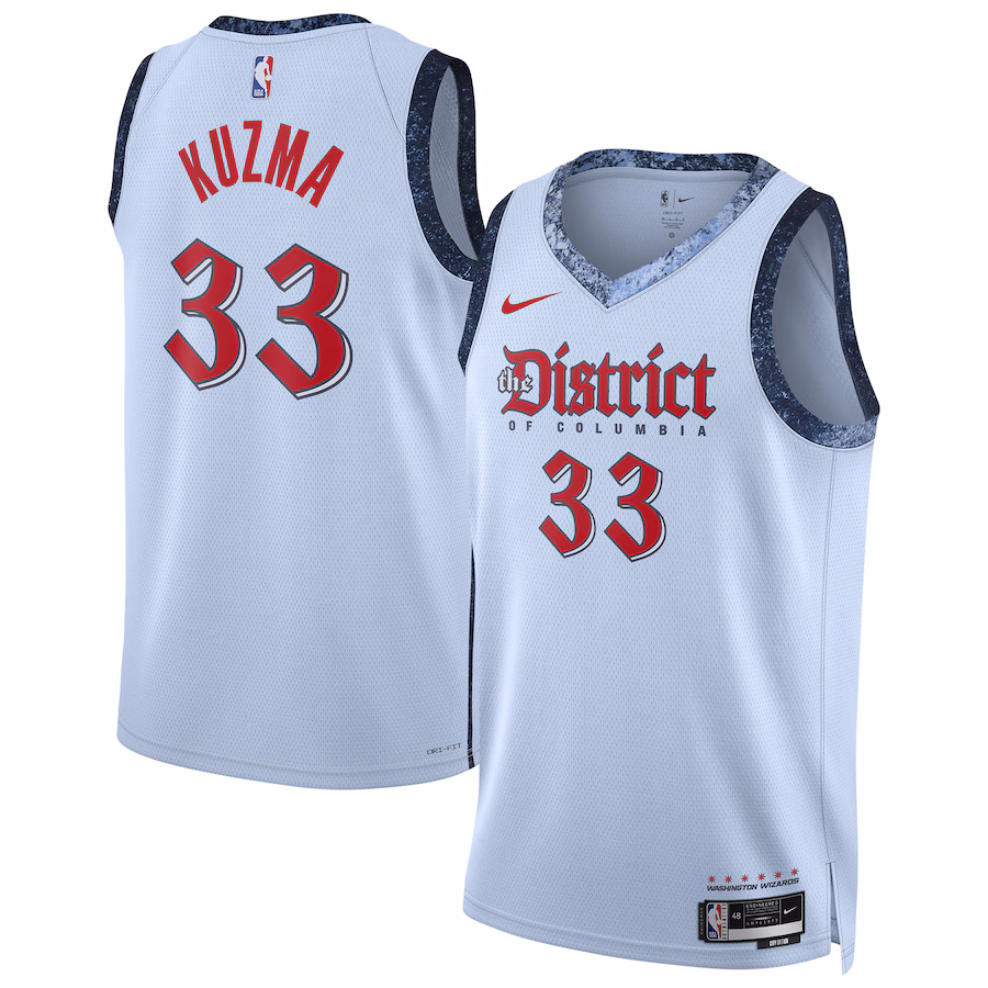 Unisex Washington Wizards Kyle Kuzma Nike Powder Blue 2024/25 Swingman Player Jersey - City Edition - Puhuasuan