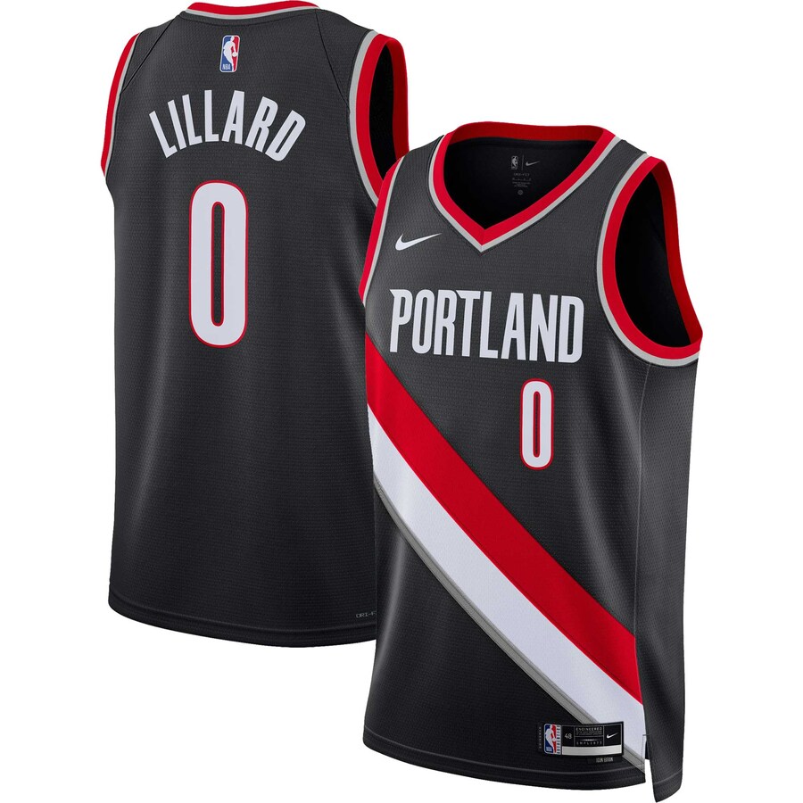 Unisex Portland Trail Blazers Damian Lillard Nike Black Swingman Jersey - Icon Edition - Puhuasuan