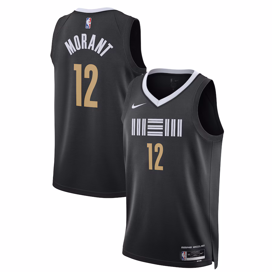 Unisex Memphis Grizzlies Ja Morant Nike Black 2023/24 Swingman Jersey - City Edition - Puhuasuan