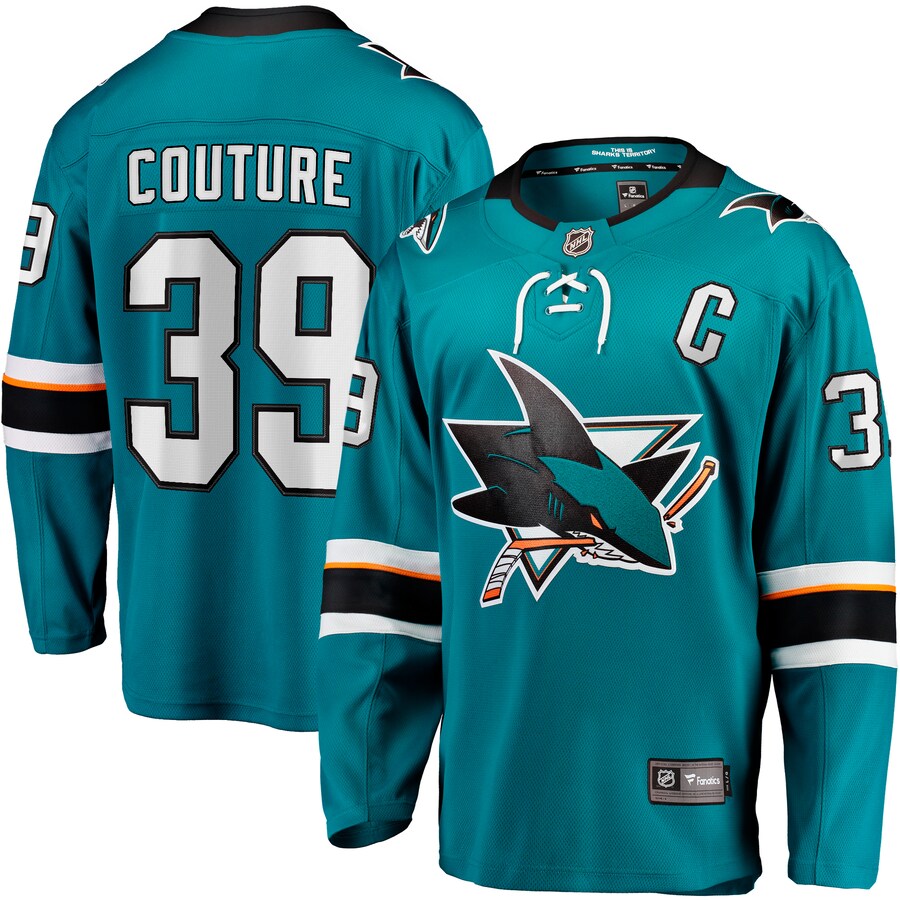 Men's San Jose Sharks Logan Couture Fanatics Branded Teal Home Breakaway Jersey - Puhuasuan