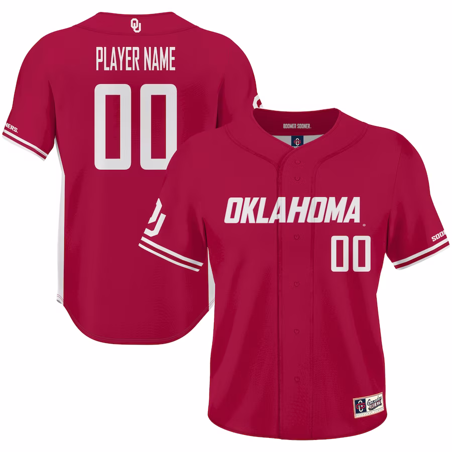 Oklahoma Sooners GameDay Greats NIL Pick-A-Player Lightweight Baseball Jersey - Crimson - Puhuasuan