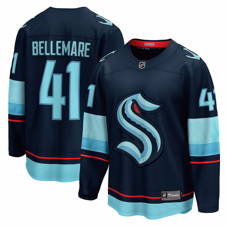 Men's Seattle Kraken Pierre-Edouard Bellemare Fanatics Deep Sea Blue Home Breakaway Player Jersey - Puhuasuan