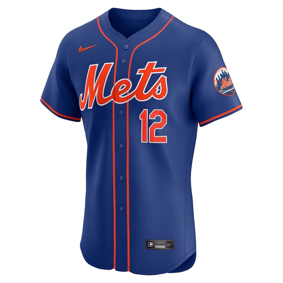 Men's New York Mets Francisco Lindor Nike Royal Alternate Elite Sponsor Patch Player Jersey - Puhuasuan
