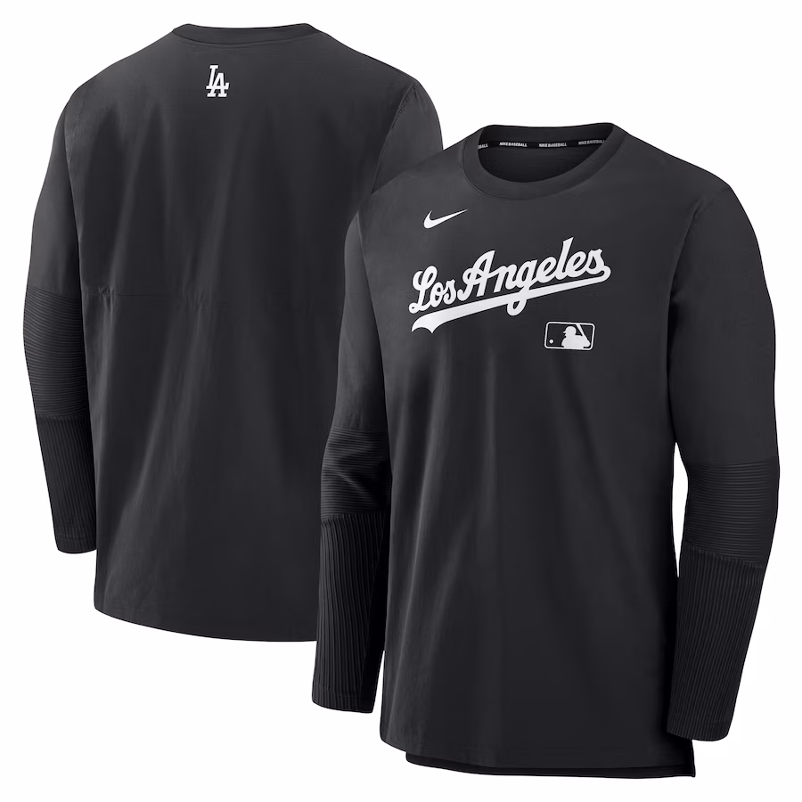 Men's Los Angeles Dodgers Nike Black/Black Authentic Collection Player Lightweight Performance Long Sleeve Top - Puhuasuan