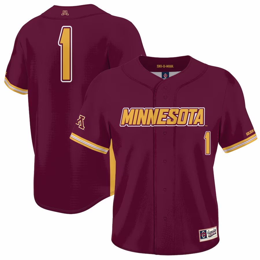 #1 Minnesota Golden Gophers GameDay Greats Youth Baseball Jersey Lightweight - Maroon - Puhuasuan