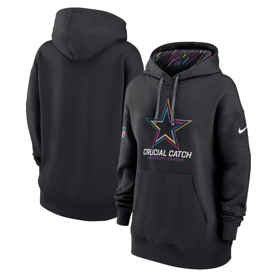 Women's Dallas Cowboys  Nike Black 2024 NFL Crucial Catch Club Pullover Hoodie - Puhuasuan