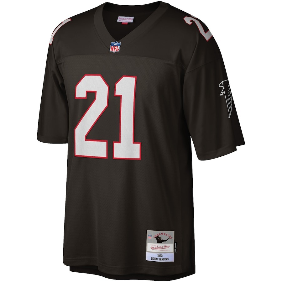 Men's Atlanta Falcons Deion Sanders Mitchell & Ness Black Legacy Replica Jersey - Puhuasuan