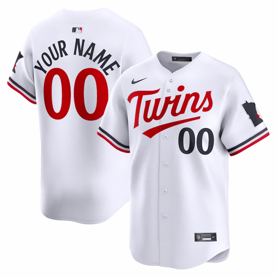 Men's Minnesota Twins Nike White Home Limited Custom Jersey - Puhuasuan