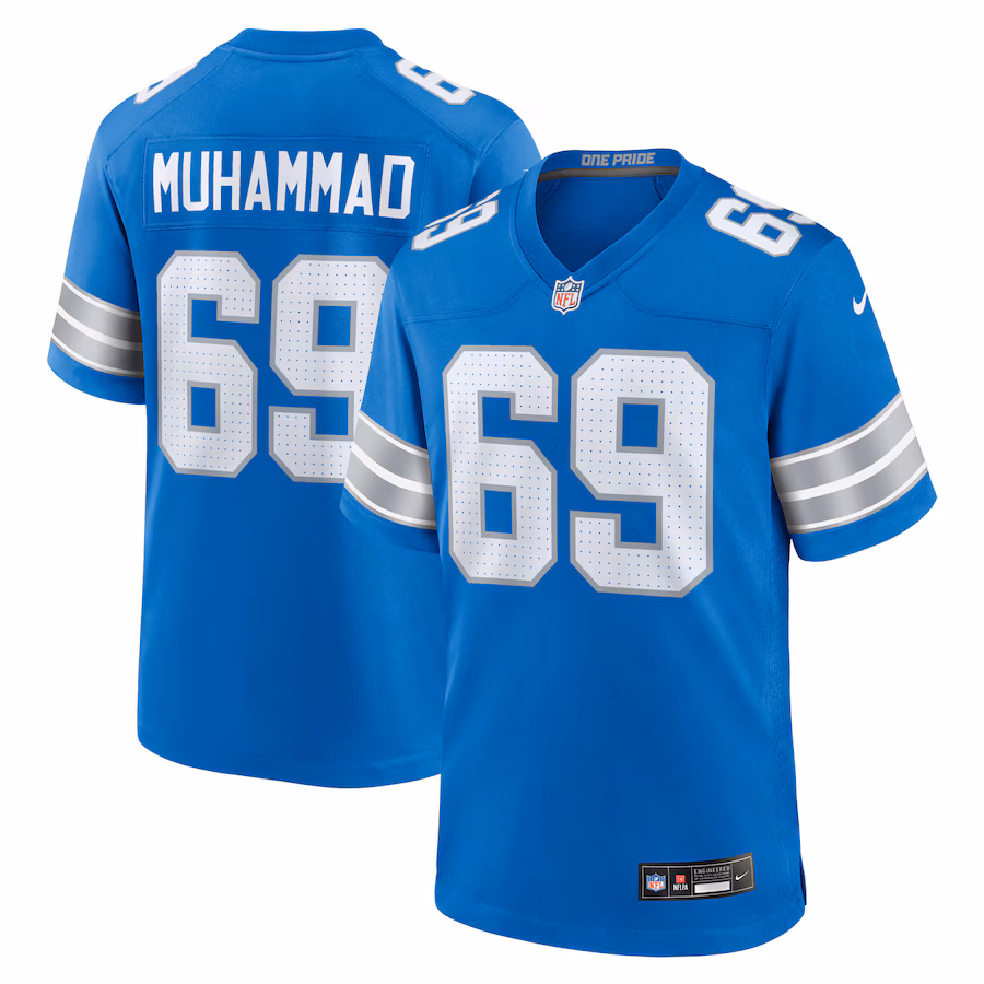 Men's Detroit Lions Al-Quadin Muhammad Nike Blue Team Game Jersey - Puhuasuan