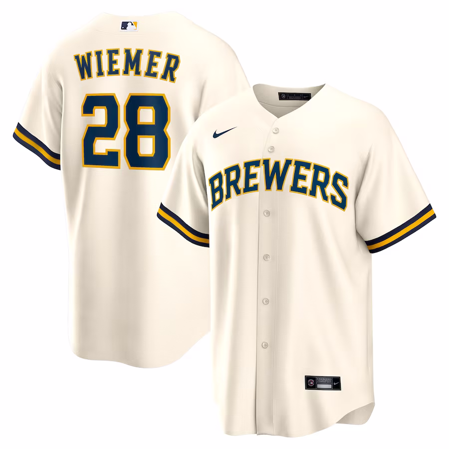 Men's Milwaukee Brewers Joey Wiemer Nike Cream Home Replica Player Jersey - Puhuasuan