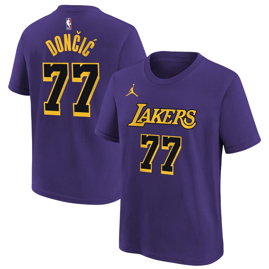 Youth Los Angeles Lakers Luka Don?i? Jordan Brand Purple Statement Edition Name & Number T-Shirt - Puhuasuan