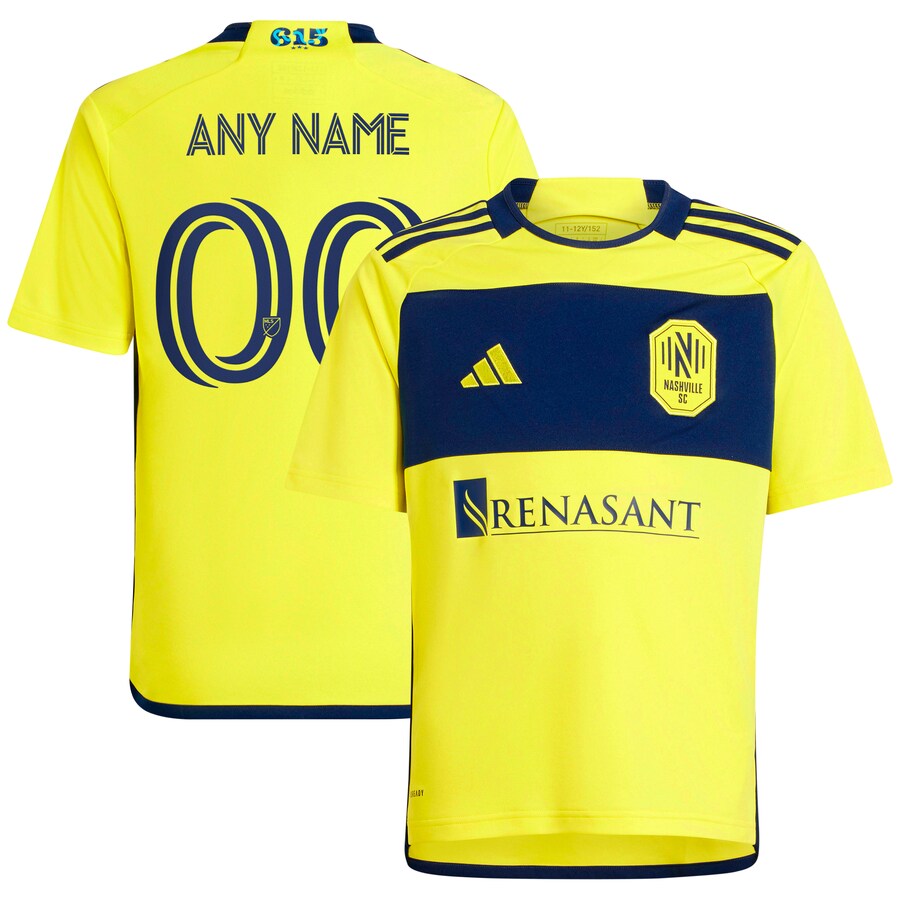 Youth Nashville SC  adidas Yellow 2024 The 615 Kit Replica Custom Jersey - Puhuasuan
