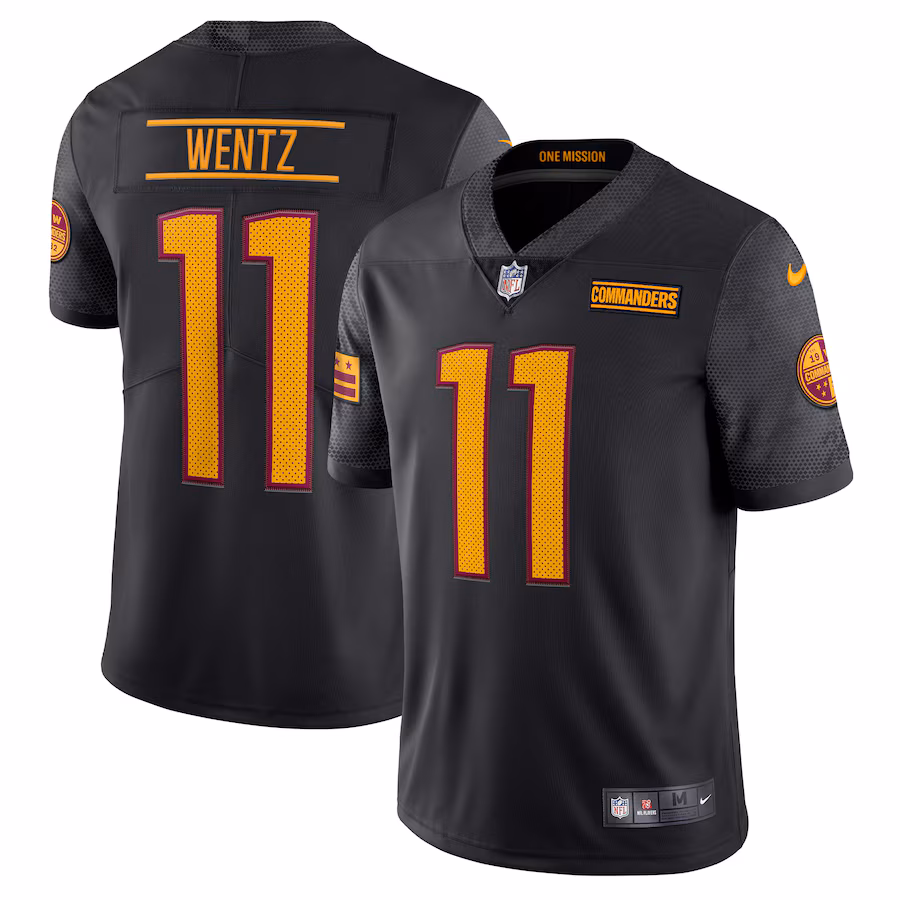 Men's Washington Commanders Carson Wentz Nike Black Alternate Vapor Limited Jersey - Puhuasuan