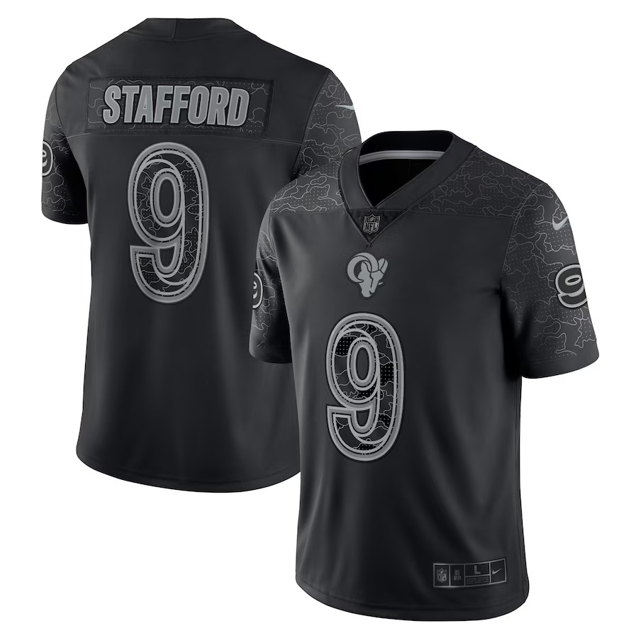 Men's Los Angeles Rams Matthew Stafford Nike Black RFLCTV Limited Jersey - Puhuasuan