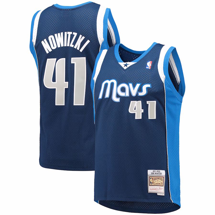 Men's Dallas Mavericks Dirk Nowitzki Mitchell & Ness Navy 2011/12 Hardwood Classics Swingman Jersey - Puhuasuan