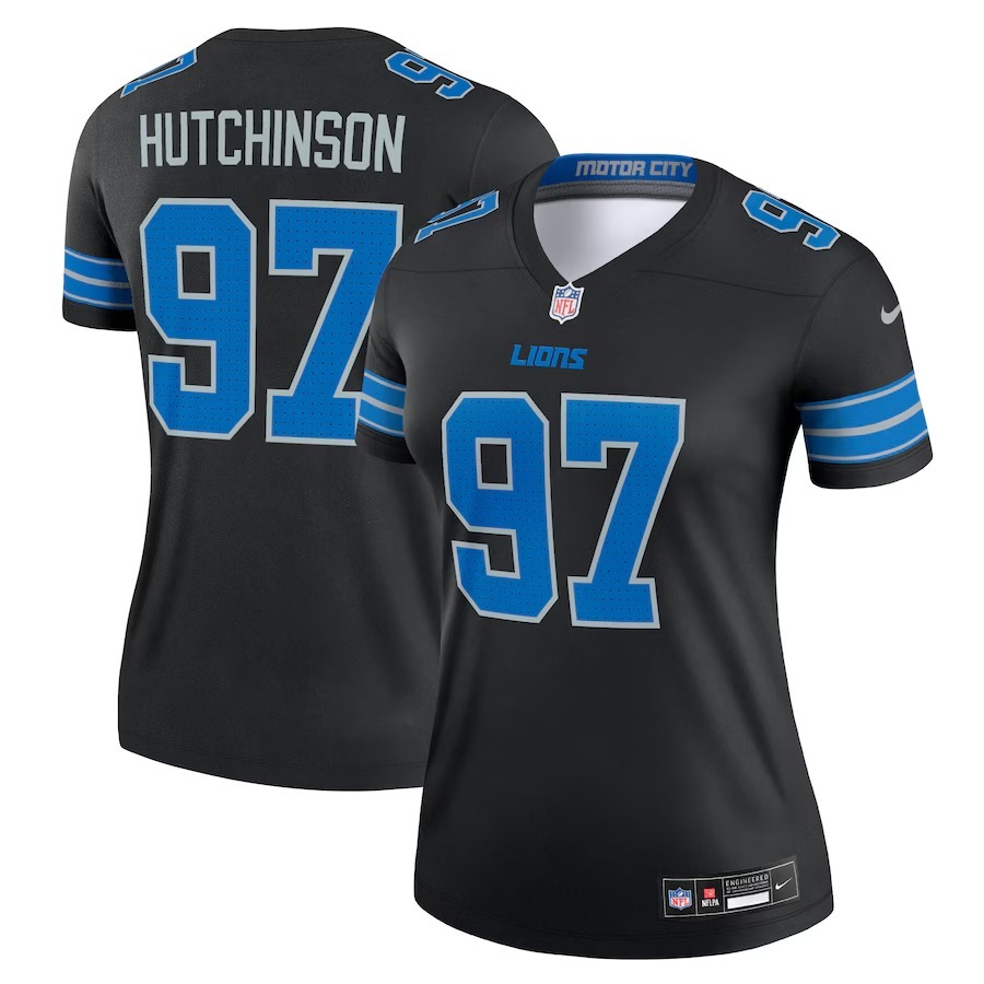 Women's Detroit Lions Aidan Hutchinson Nike Black Alternate Legend Player Performance Top - Puhuasuan