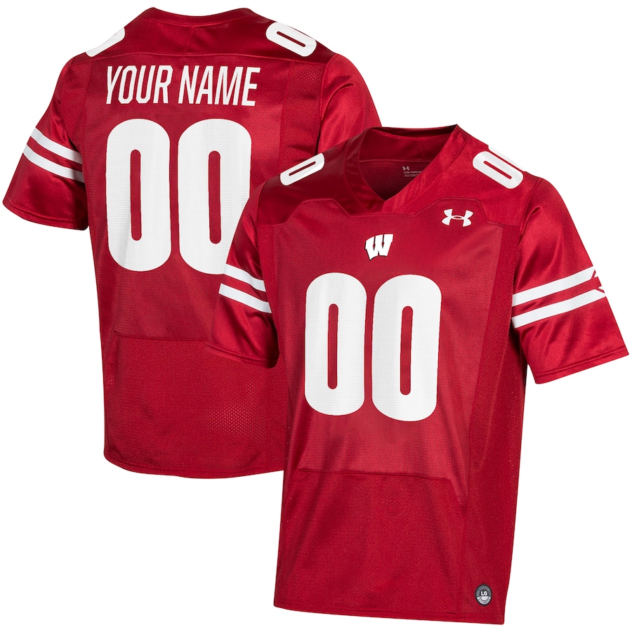 Men's Under Armour  Red Wisconsin Badgers Custom Jersey - Puhuasuan