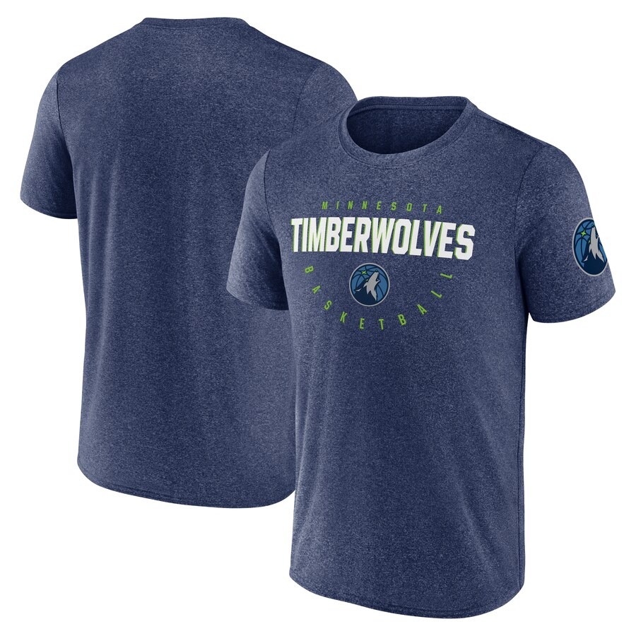 Men's Minnesota Timberwolves Heather Navy Block Practice Performance T-Shirt - Puhuasuan