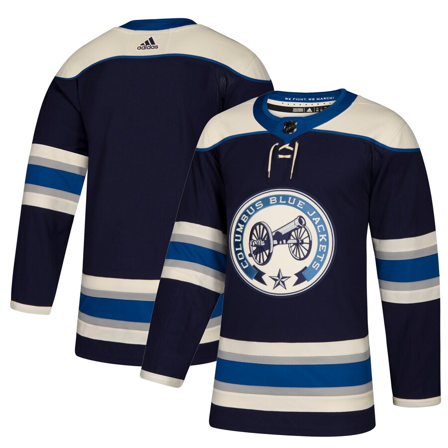 Men's Columbus Blue Jackets adidas Navy Authentic Alternate Blank Jersey - Puhuasuan