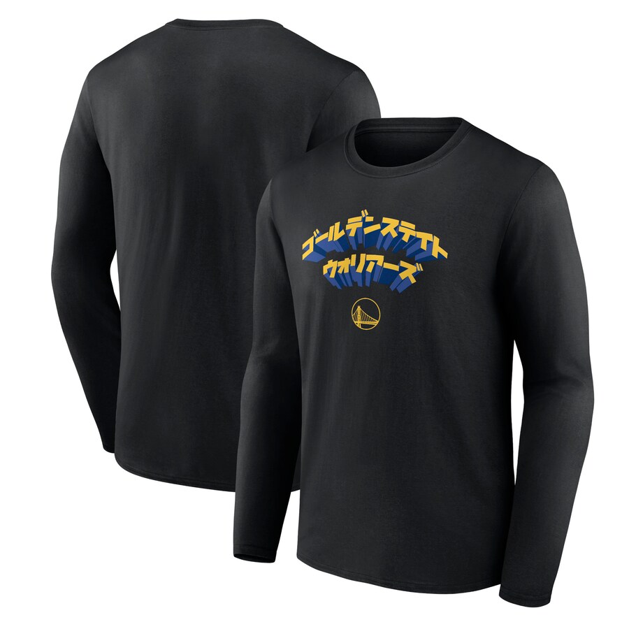 Men's Golden State Warriors  Black Japanese Heritage Long Sleeve T-Shirt - Puhuasuan