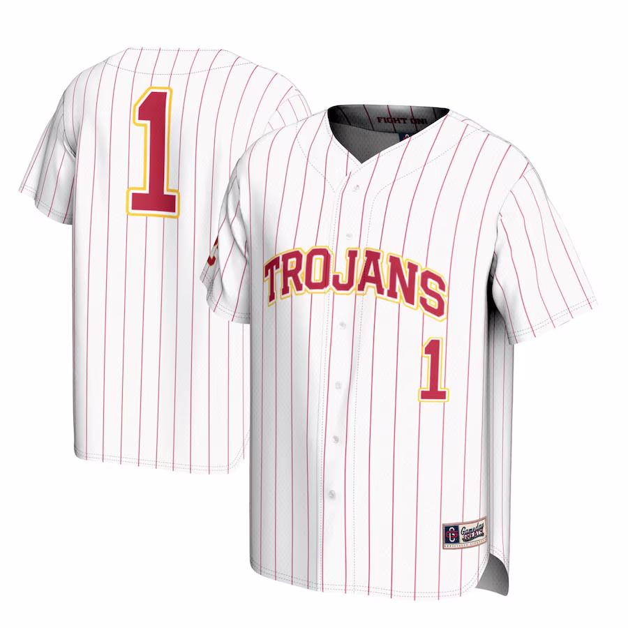 #1 USC Trojans GameDay Greats Lightweight Baseball Jersey - White - Puhuasuan