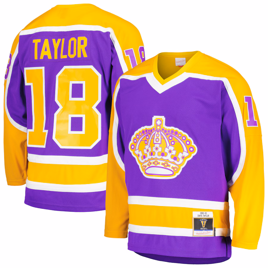 Men's Los Angeles Kings Dave Taylor Mitchell & Ness Purple 1980/81 Blue Line Player Jersey - Puhuasuan