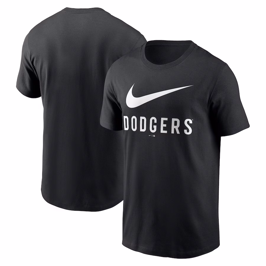 Men's Los Angeles Dodgers Nike Black Swoosh T-Shirt - Puhuasuan