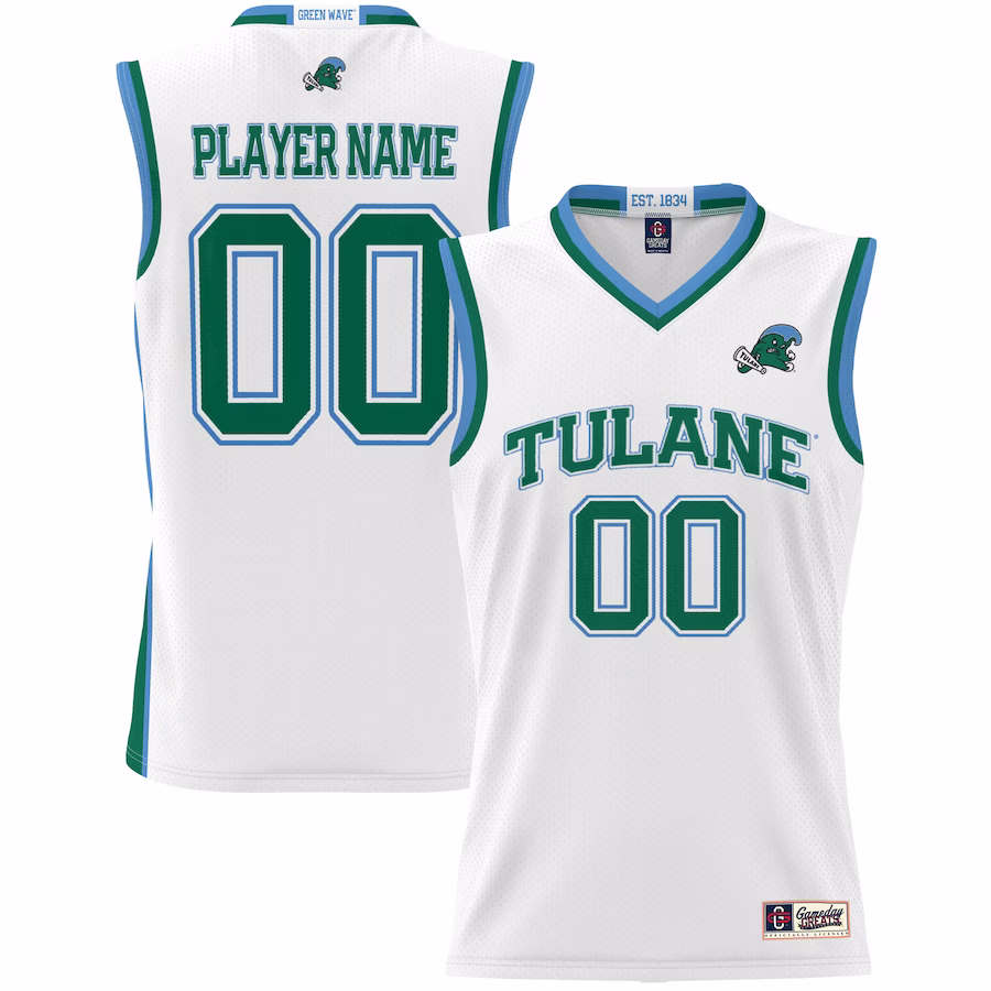 Tulane Green Wave GameDay Greats Unisex  Lightweight NIL Pick-A-Player Basketball Jersey - White - Puhuasuan