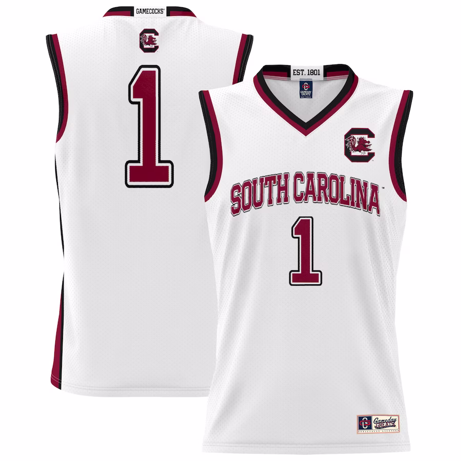 #1 South Carolina Gamecocks GameDay Greats Unisex Lightweight Basketball Jersey - White - Puhuasuan