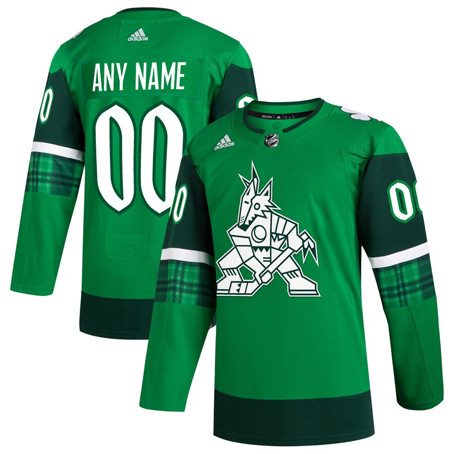 Men's Arizona Coyotes  adidas Kelly Green St. Patrick's Day Authentic Custom Jersey - Puhuasuan