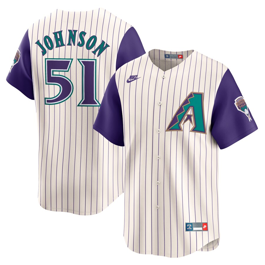 Men's Arizona Diamondbacks Randy Johnson Nike Cream Throwback Cooperstown Collection Limited Jersey - Puhuasuan