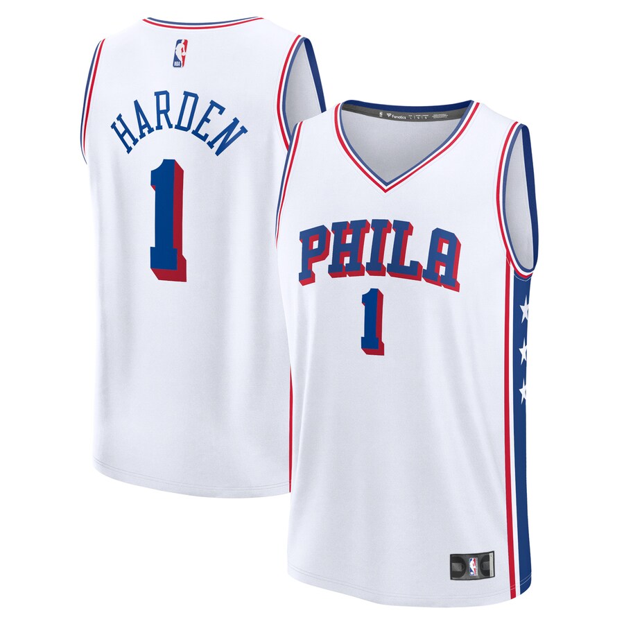 Men's Philadelphia 76ers James Harden Fanatics White Fast Break Replica Jersey - Association Edition - Puhuasuan