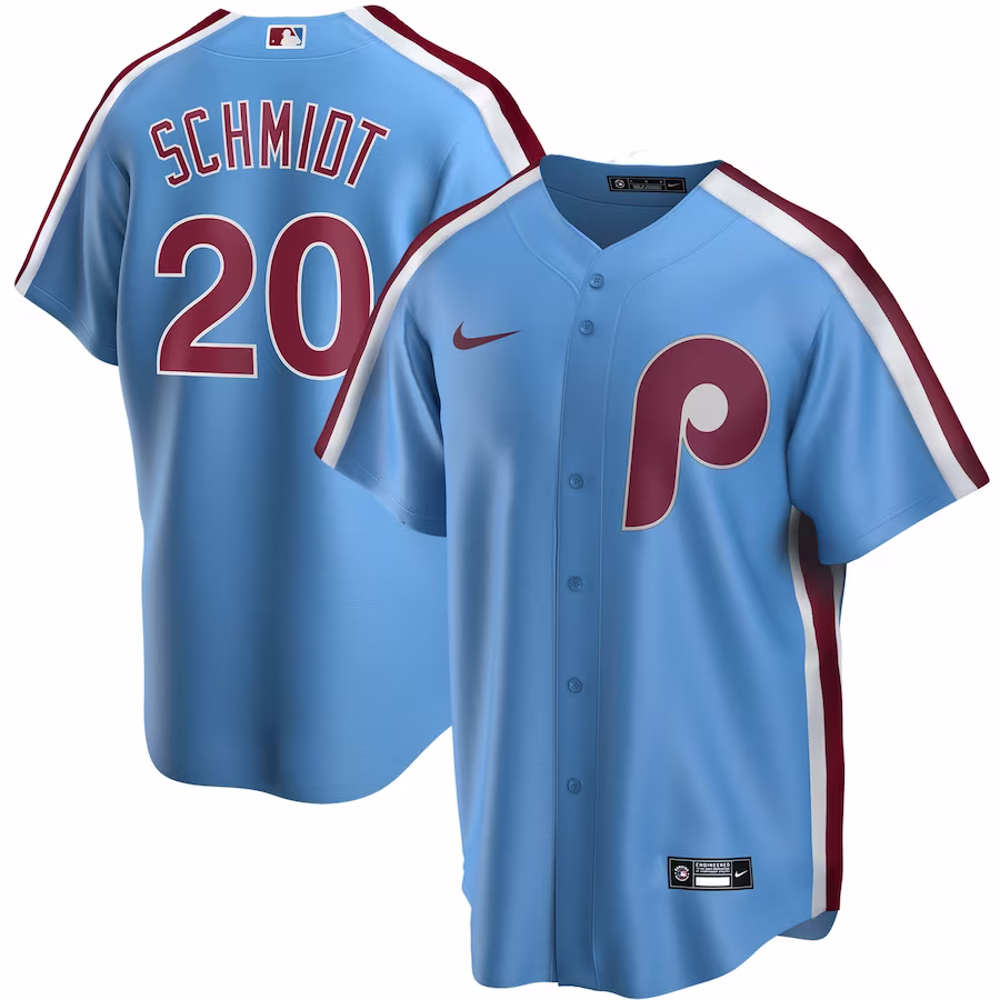 Men's Philadelphia Phillies Mike Schmidt Nike Light Blue Road Cooperstown Collection Replica Player Jersey - Puhuasuan