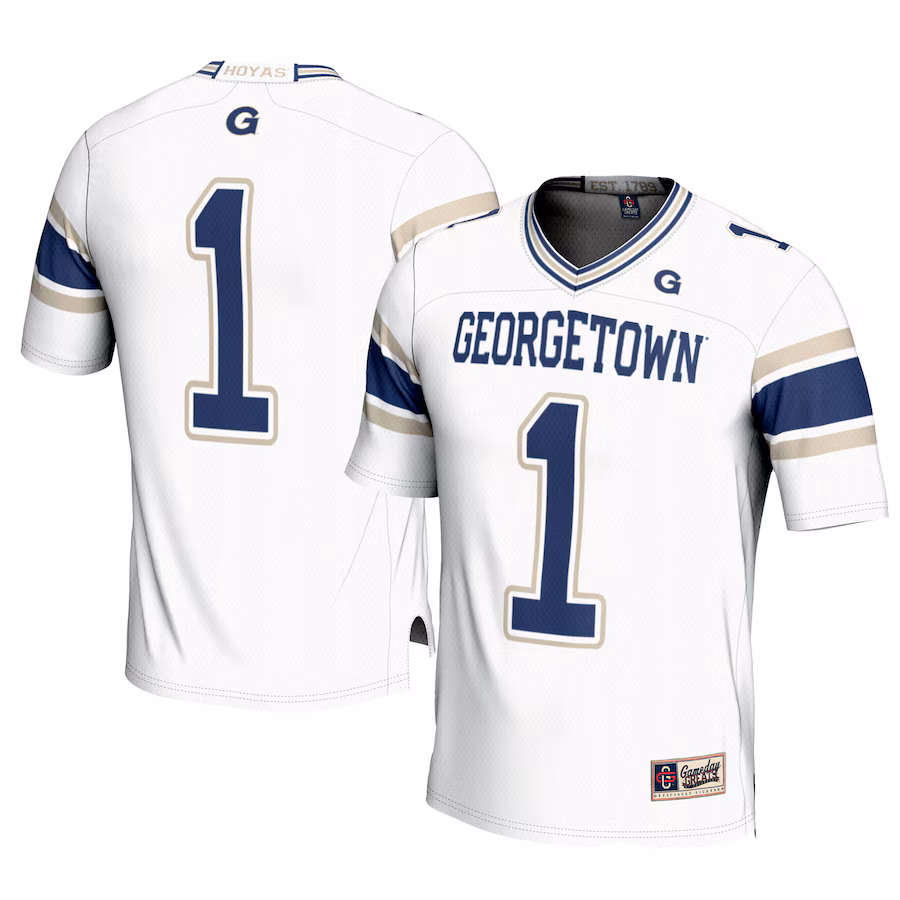 Men's GameDay Greats #1 White Georgetown Hoyas Football Jersey - Puhuasuan
