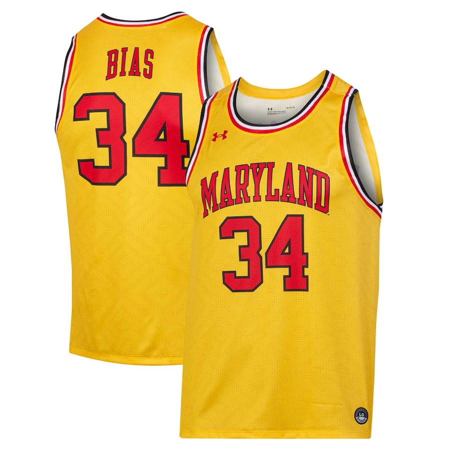 Men's Under Armour Len Bias Gold Maryland Terrapins Replica Player Jersey - Puhuasuan