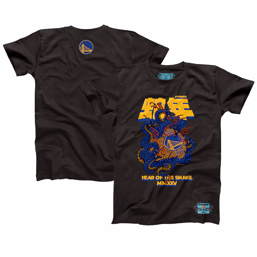 Unisex Golden State Warriors NBALab x Hyperfly Heather Black Year of the Snake Lunar New Year Collection T-Shirt - Puhuasuan