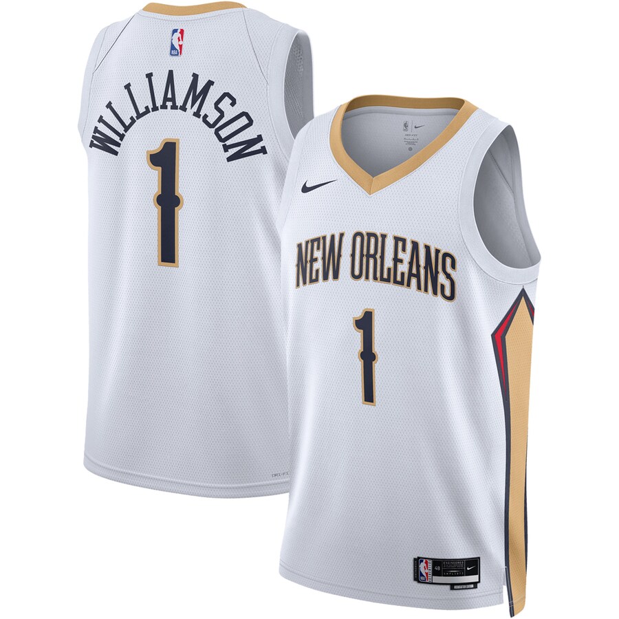 Unisex New Orleans Pelicans Zion Williamson Nike White Swingman Jersey - Association Edition - Puhuasuan