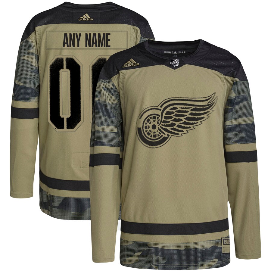 Men's Detroit Red Wings adidas Camo Military Appreciation Team Authentic Custom Practice Jersey - Puhuasuan
