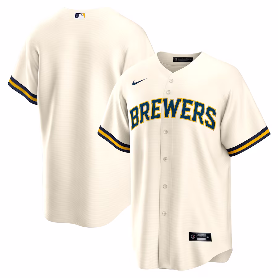 Men's Milwaukee Brewers Nike Cream Home Blank Replica Jersey - Puhuasuan