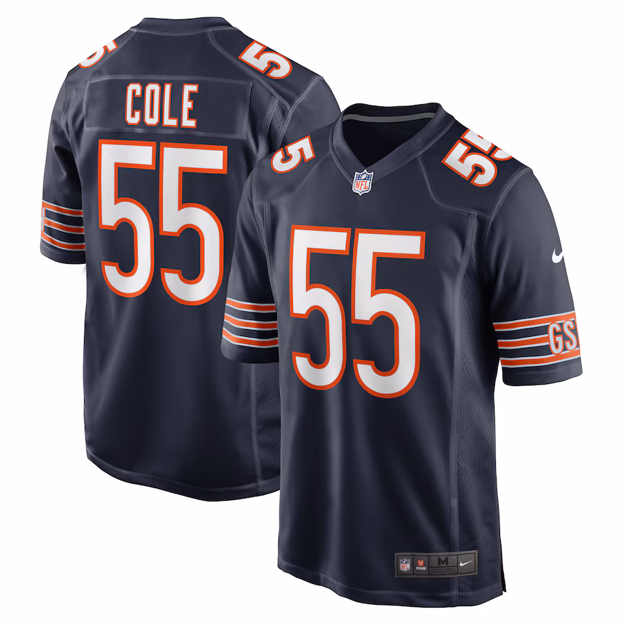 Men's Chicago Bears Dylan Cole Nike Navy Game Jersey - Puhuasuan