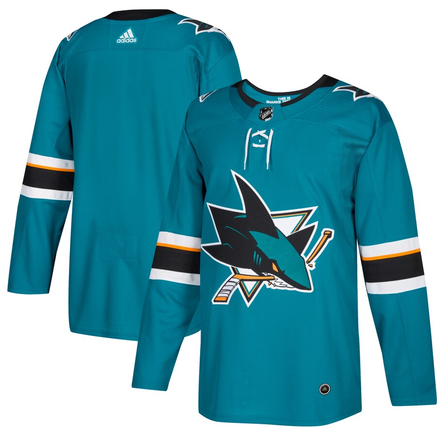 Men's San Jose Sharks adidas Teal Home Authentic Blank Jersey - Puhuasuan