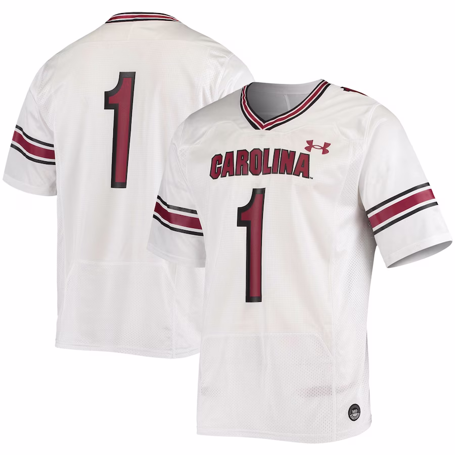 #1 South Carolina Gamecocks Under Armour Logo Replica Football Jersey - White - Puhuasuan