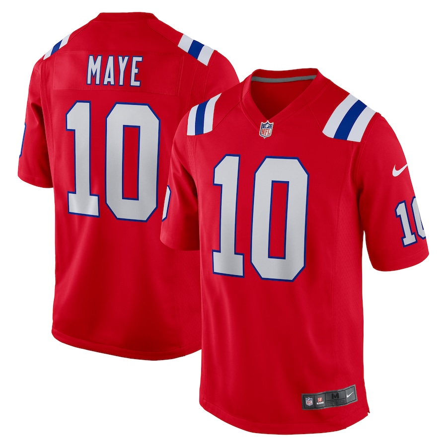 Men's New England Patriots Drake Maye Nike Red Player Game Jersey - Puhuasuan